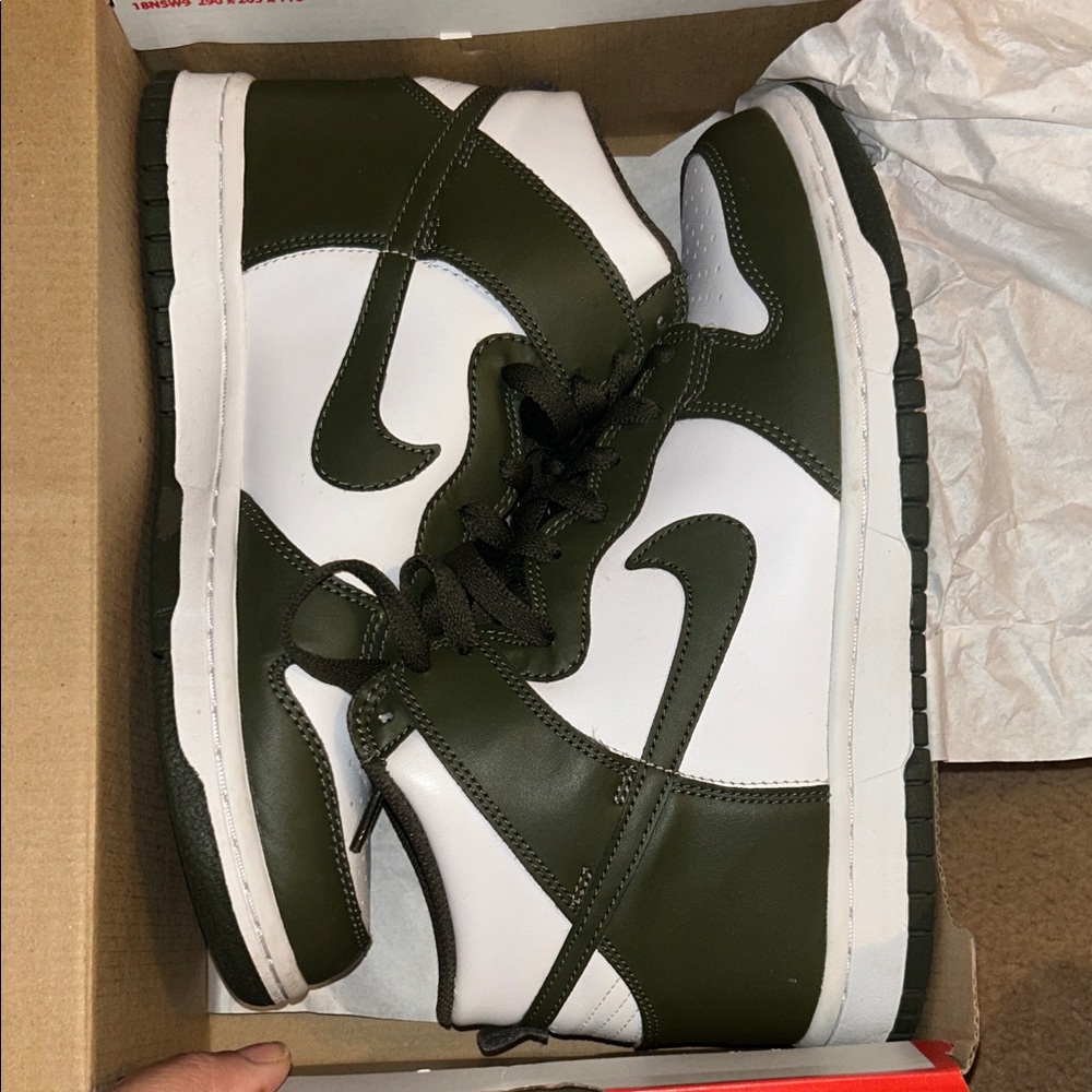 Nike Olive and White Sneakers - 7y